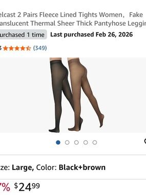 SALE!! Women’s Fleece-Lined Thermal Tights (2 Pairs)